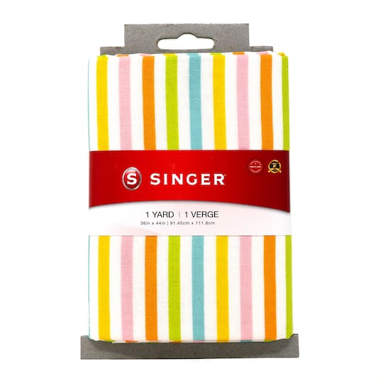 SINGER 1yd. Pastel Stripes Print Cotton Fabric